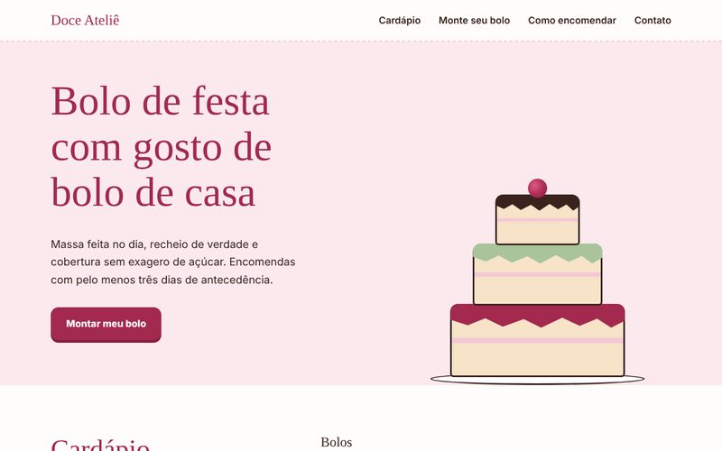 Página inicial do site Doce Ateliê